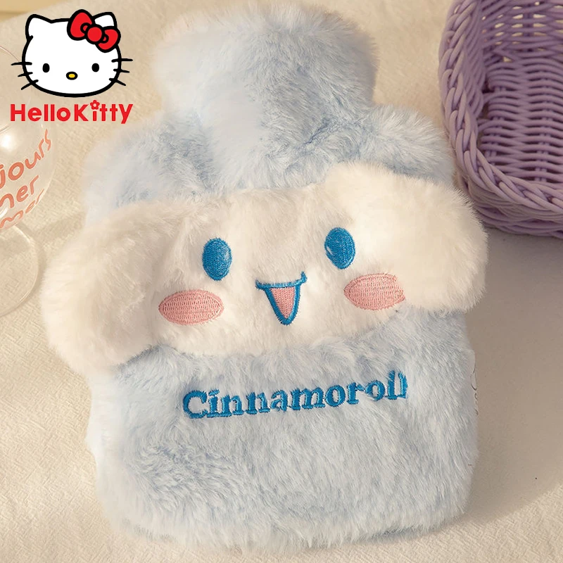 Sanurgente Hello Kitty Cinnamoroll Kuromi Bouteille d'eau chaude portable pour filles, joli dessin animé, chaud et doux, cadeau de Noël, nouveau