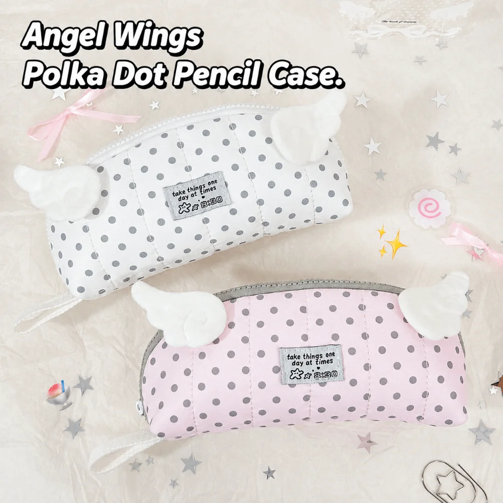 Portable Polka Dot Print Pencil Case Shell Shaped Large Capacity Pencil Pouch Multi-Layer Handheld Pen Bag Gift