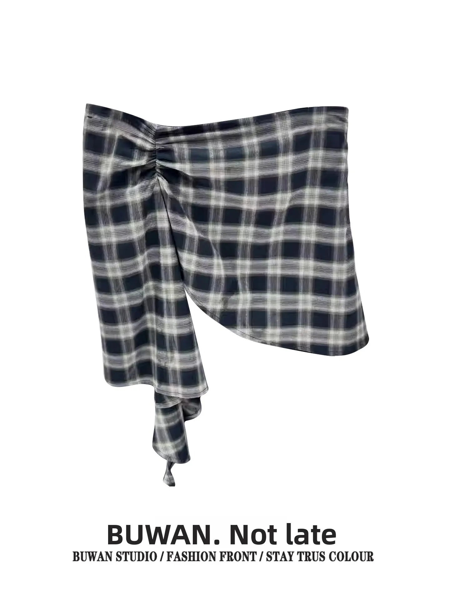 Design Sensation Color Block Plaid Asymmetrical Short Skirt Women's Four Seasons Outerwear Fashionable Versatile Layering Hig...