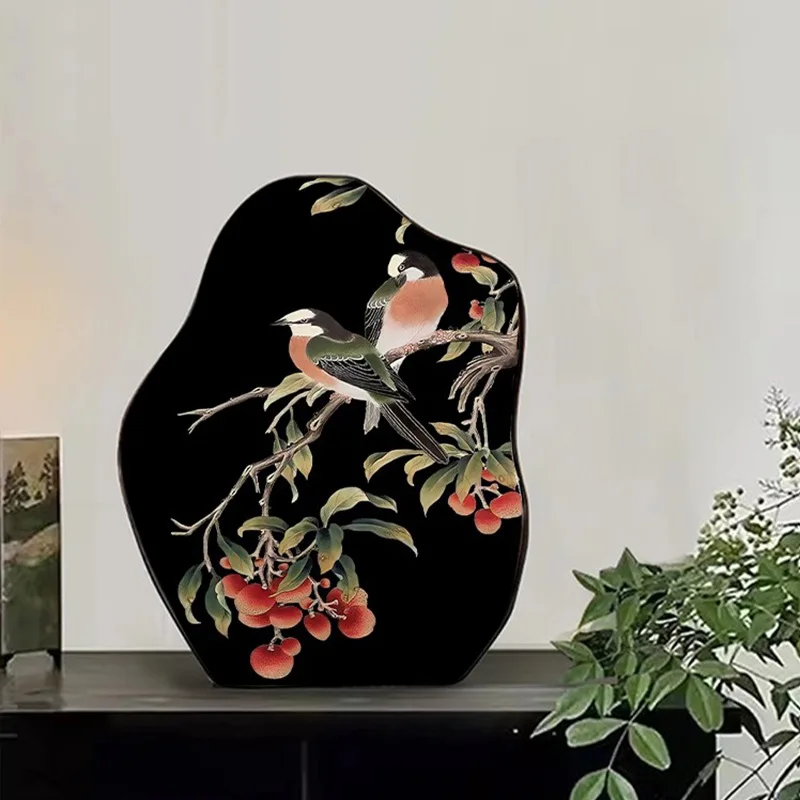 

Retro Art Desktop Decorative Painting Ornaments Carved Craft Pvc Edge Pendulum Porch Living Room Pendulum High-level Art Pendulu