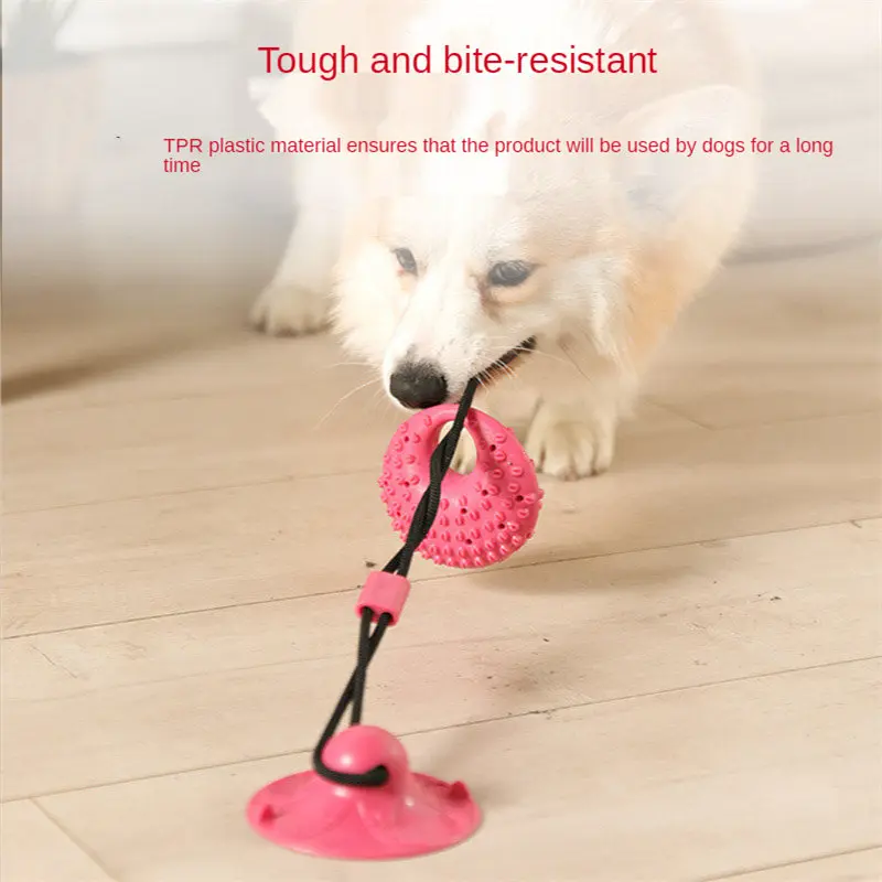 Dog Toys Silicon Suction Cup Tug Interactive Dog Ball Toy for Pet Chew Bite Tooth Cleaning Toothbrush Slow Food Pet Supplies
