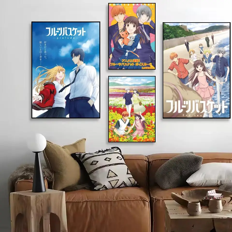 أنيمي F-سلال الفاكهة اللوحة الخط HD طباعة شخصية قماش جدار جدارية ملصق فني صور لغرفة المعيشة ديكور المنزل