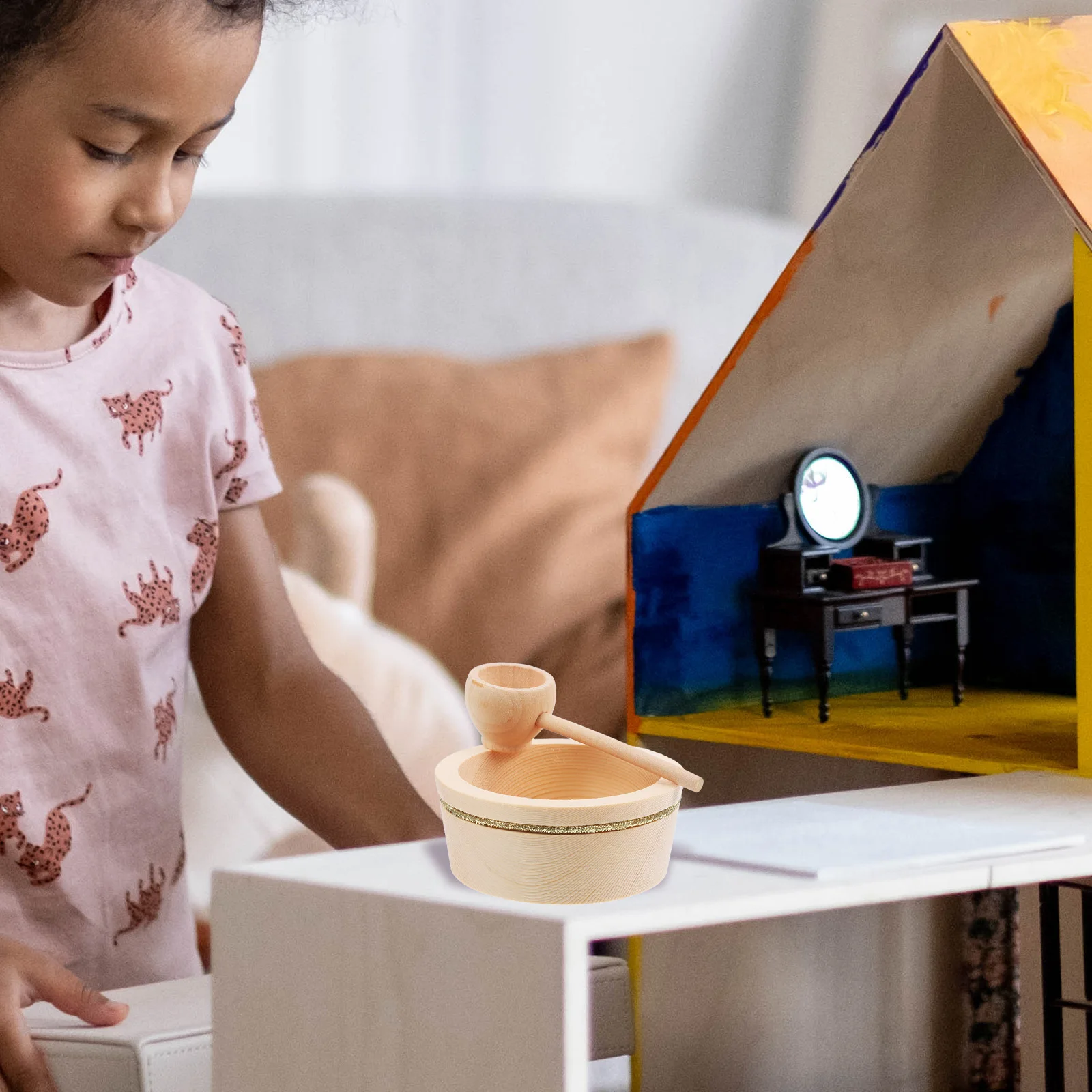 

Мини-деревянная миска, набор ложек, украшение, миниатюрные ложки для кукольного домика, вок, кухонные принадлежности