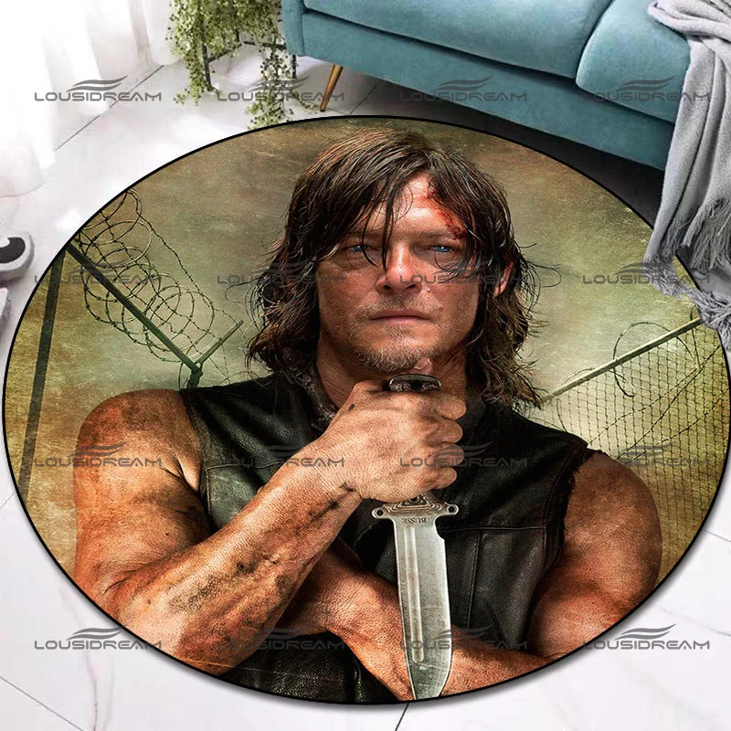 Round Popular American TV Series Carpet The Walking Dead Daryl Dixon Pattern Series Rugs Indoor Home Decor Mats Seat Sofa Mats