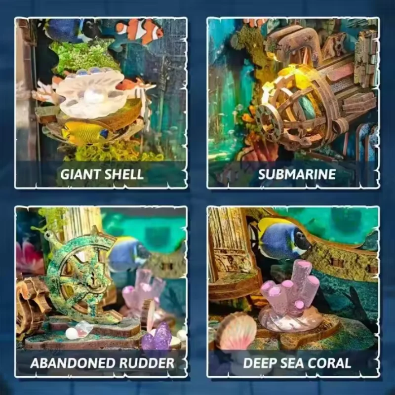 OUZEY Lost Ocean City 3D-puzzel, houten verzonken beschaving DIY-model, diepzeedecor voor tieners