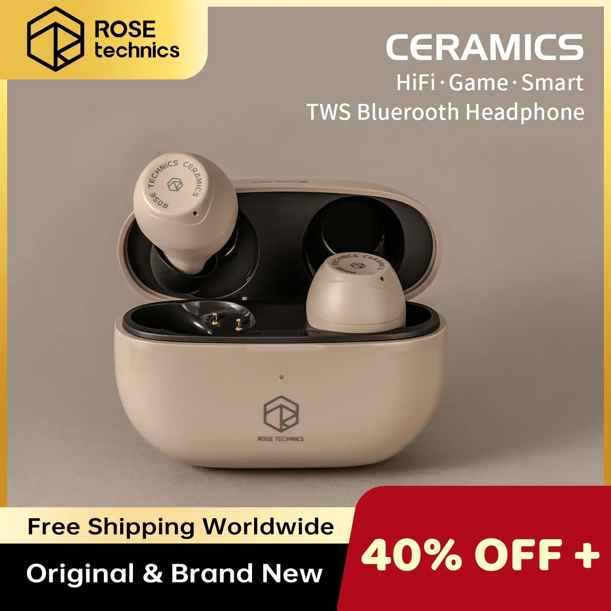 

ROSESELSA Rose Technics Ceramics HIFI TWS Bluetooth Earbuds True Wireless Earphone Touch Control In-ear Earbuds