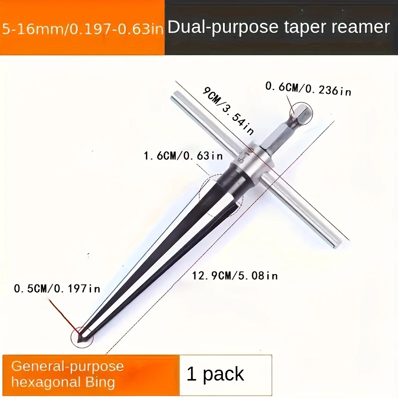 Handheld High Carbon Steel Tapered Cutter Hex Hole Reamer Set Chamfer Tool Accessories Compatible With Drill Bits For Wood Metal