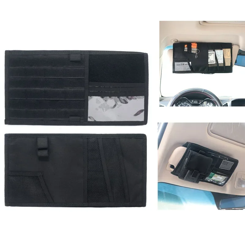 Molle Car Sun Visor Organizer Vehicle Truck Panel Auto Accessories Multi-pocket CD Storage Pouch EDC Tool Holder Bag