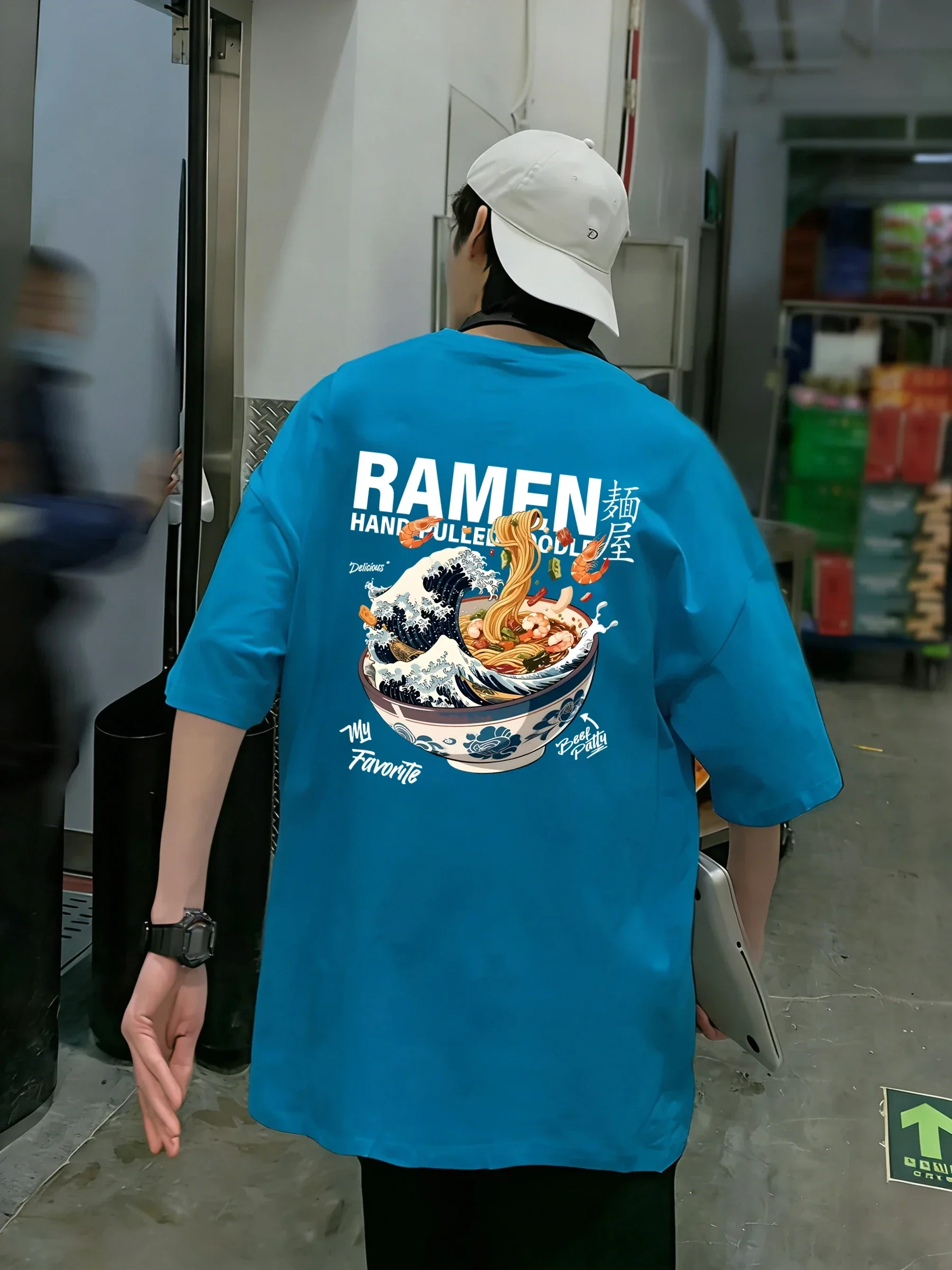 A Bowl Of Rich Lamian Noodles Design T Shirts Men Cotton Basics T-Shirt Soft Summer Short Sleeve Unisex O-Neck Loose Casual Top