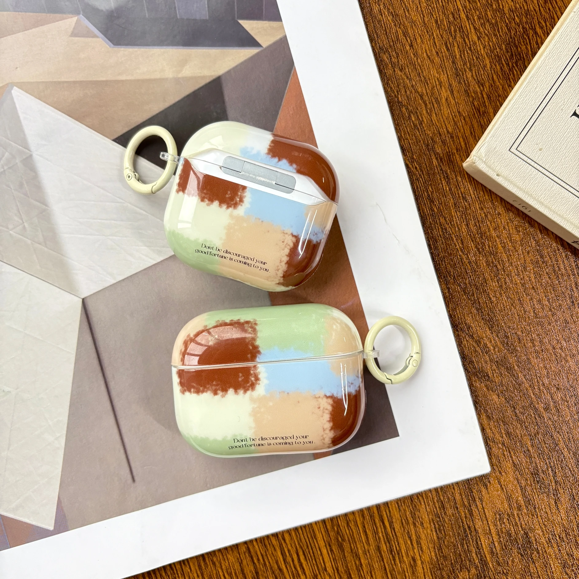 الخريف الشتاء الرجعية البني الأخضر تحقق منقوشة نمط واقية حقيبة سماعة الاذن مناسبة ل AirPods Pro3 Pro2 1 2 3 4 Pro