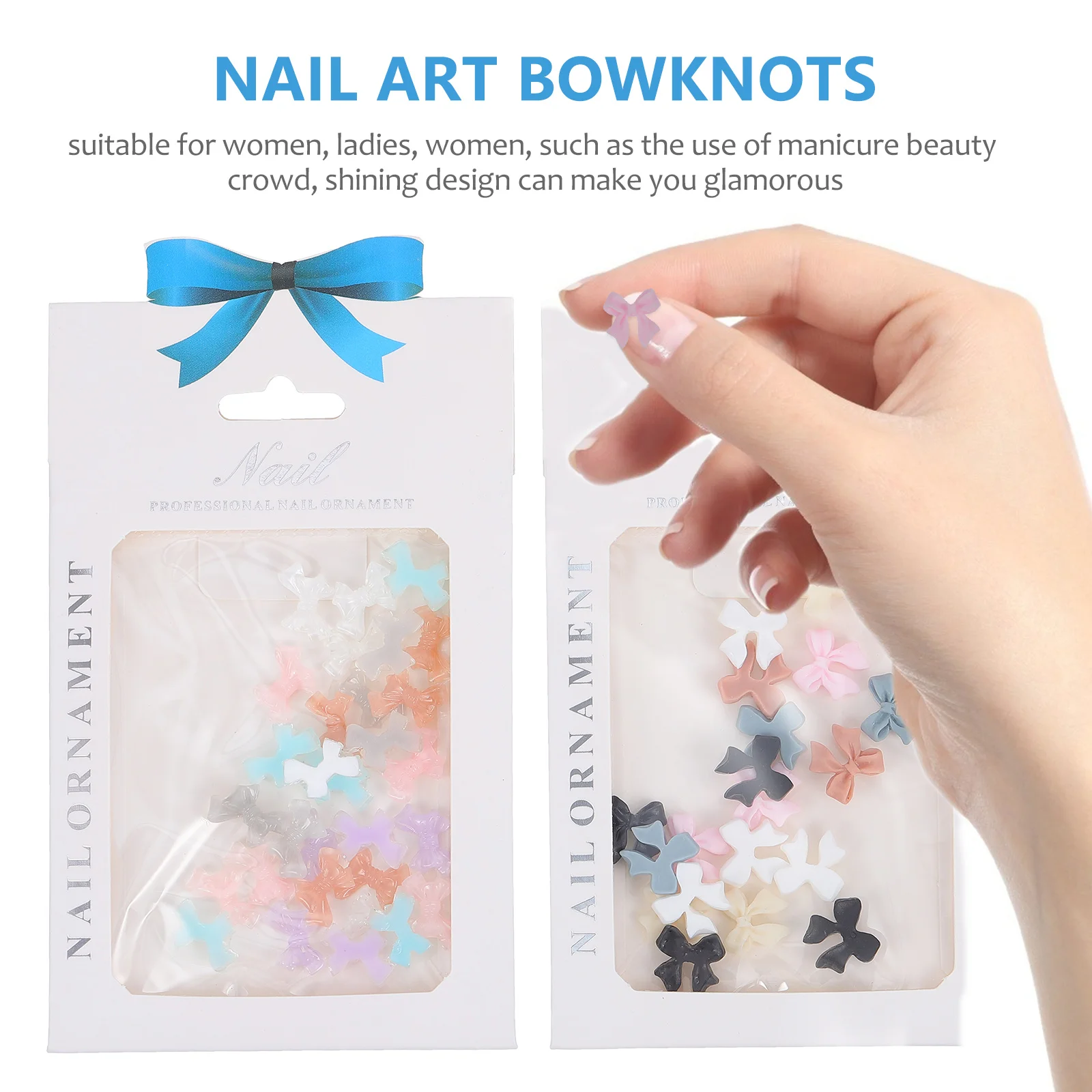 

2 Bags Bow Nail Art Accessories Decorative Charms DIY for Manicures Bowknot Embellishment Resin Ornaments Bowknots