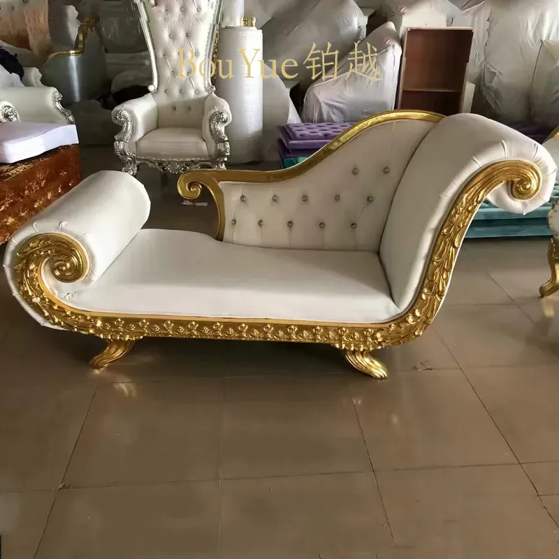 European Style Double Sofa Hand Pasted Foil Chaise Lounge Reclining Chair for Hotel Room Living Room Furniture