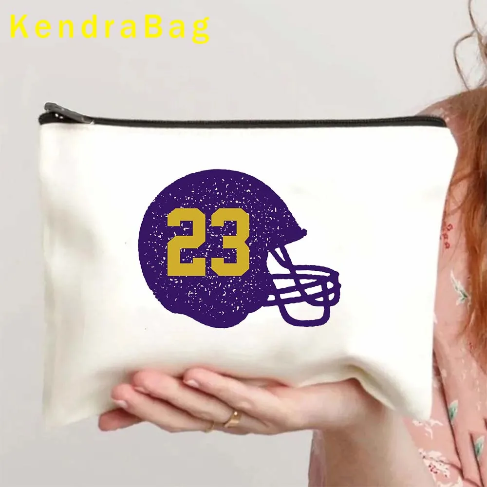 Casco della squadra di calcio personalizzato numero 23 verde rosso blu amante regalo tela trucco cosmetico borsa da toilette astuccio con cerniera