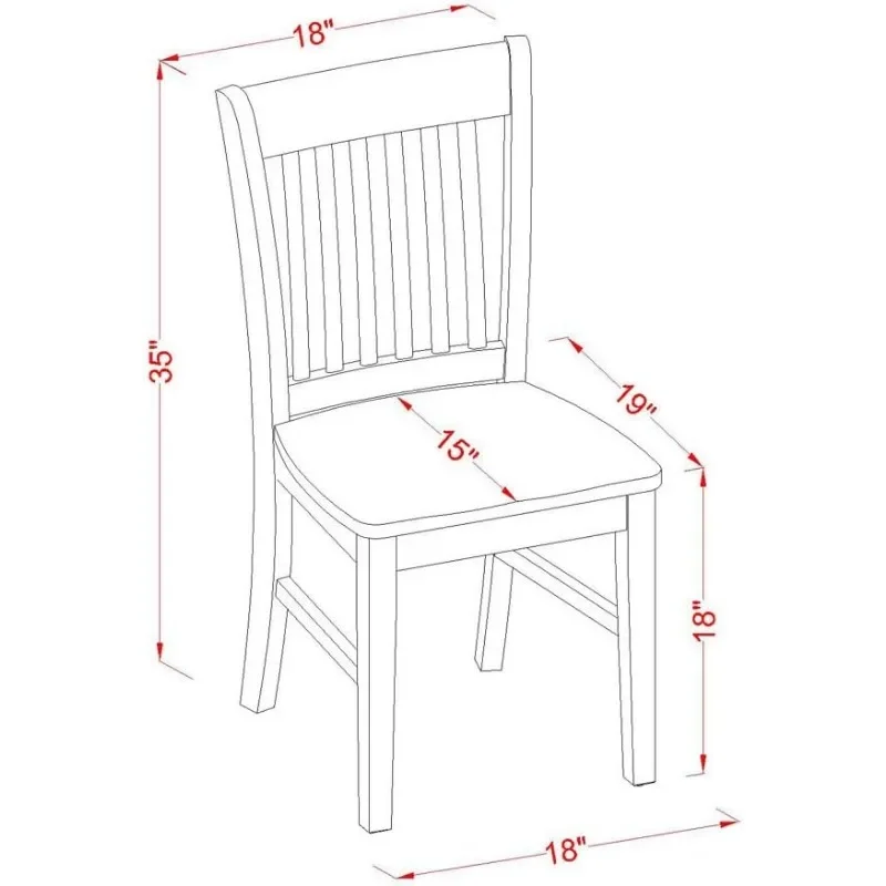 Sedie da pranzo in legno con schienale a doghe Norfolk, Set di 2, rovere