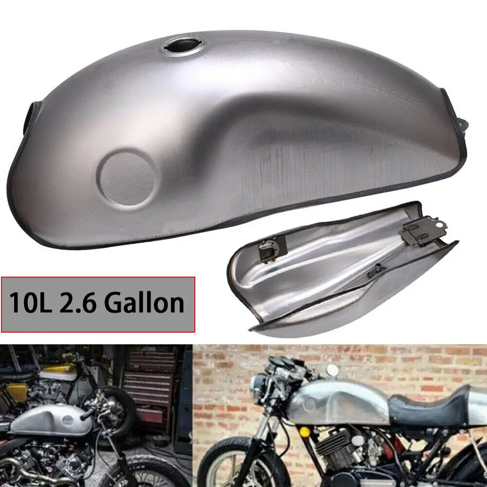 Motorcycle Unpaintd 10L 2.6 Gallon Gas Fuel Tank For Suzuki Yamaha Honda CB350 450 750 Universal