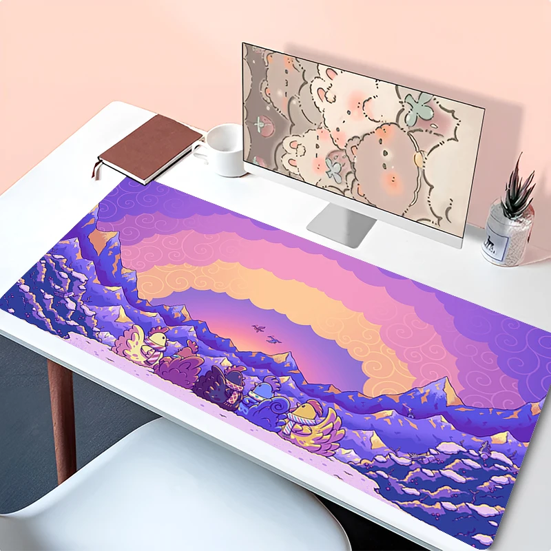 

Mouse Pad Kawaii Cartoon Pixel Art Mousepad Cute Mouse Mat Laptop S-stardew Valley Keyboard Pad PC Anime Purple Clouds Desk Mat
