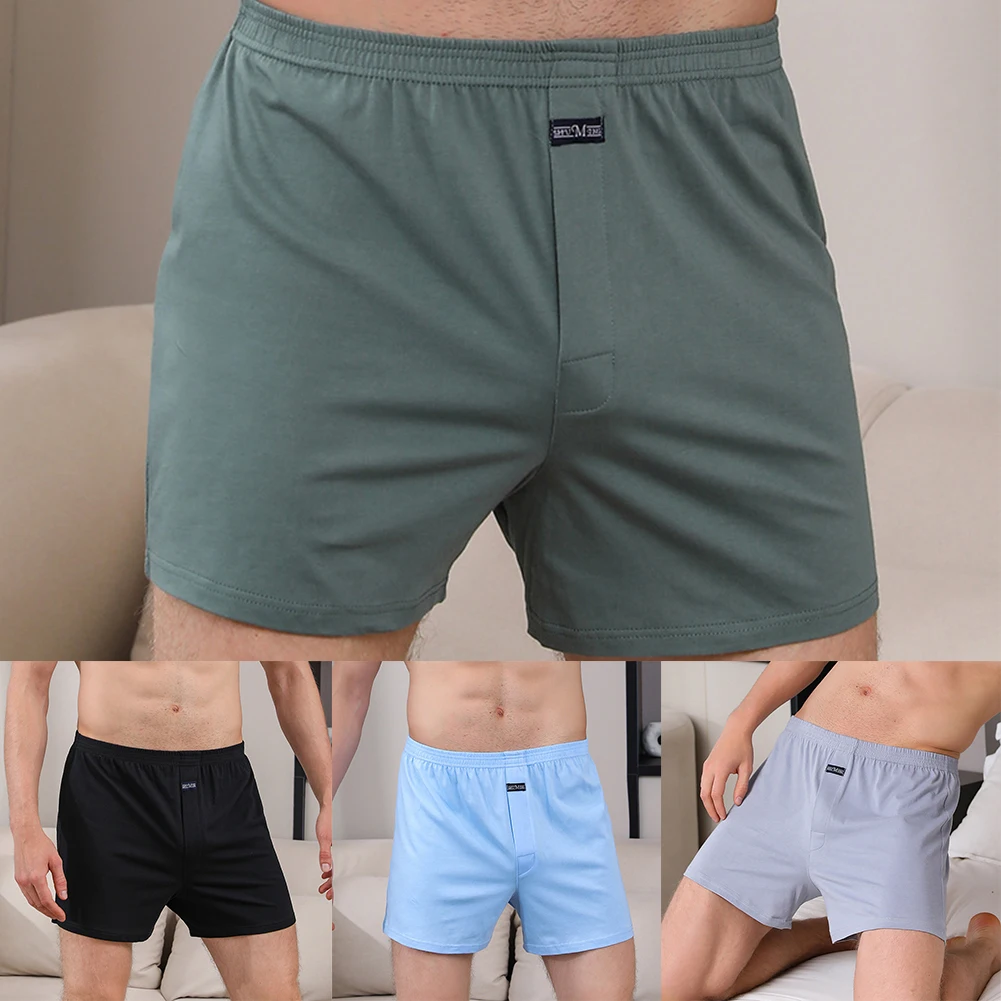 

2025 New Summer Mens Casual Loose Wide Leg Cotton Boxer Short Home Wear Stretch Underwear Soft Sleep Comfortable Underpants