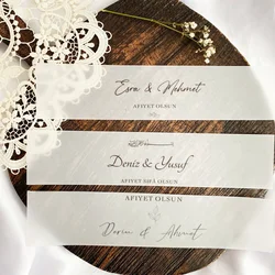 Custom Napkin Banderole Gold Foil Text Couple's Name Wedding Table Napkin Ring Decor Engagement Baptism Söz Celebration