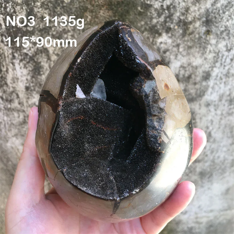 Natural Septarian Egg Geode Druzy With Calcite Quartz Shinning Dragon Stones Crystals Healing Divination Gem Home Decpration