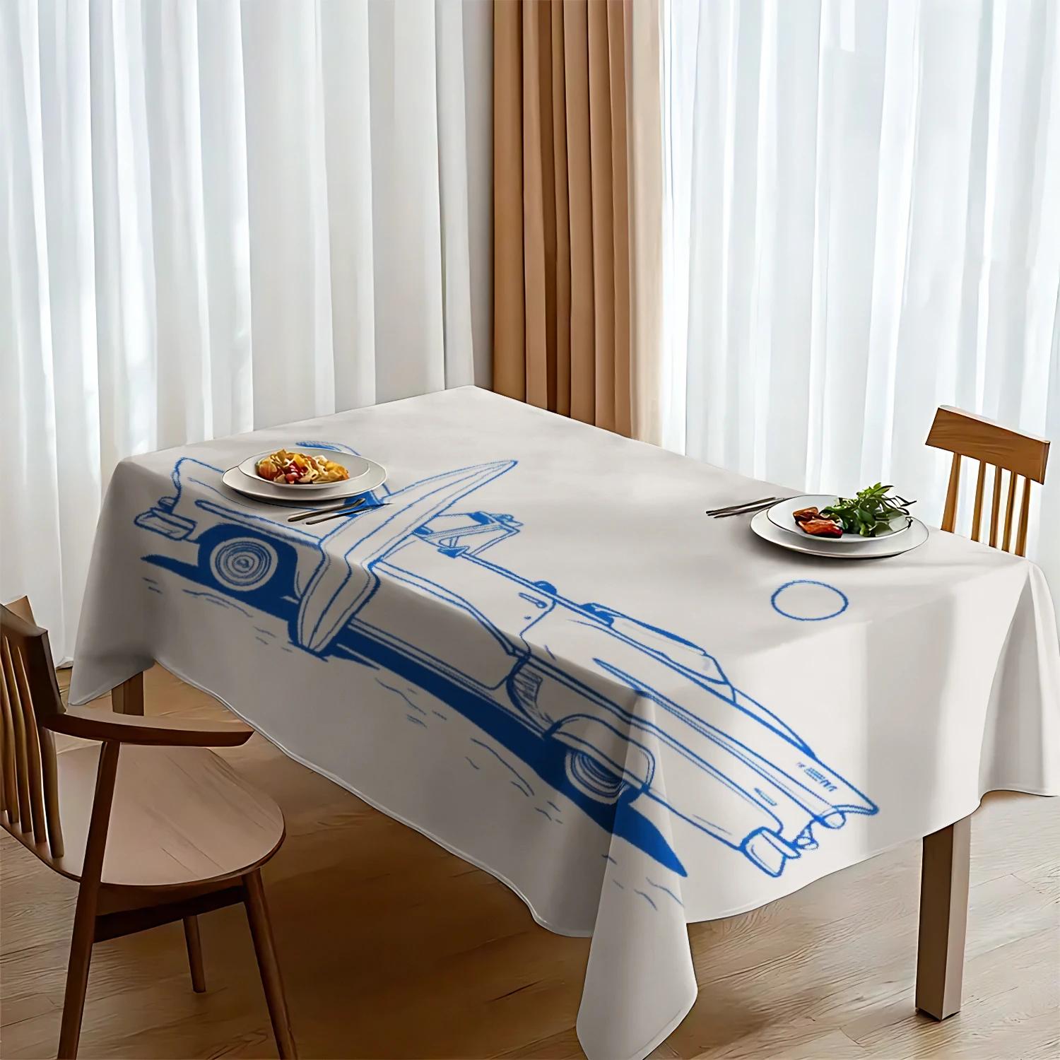 

VIKAMA Scratch-Resistant Polyester Tablecloth Decorative Machine-Washable Fabric Tablecloth For Family Dining Parties