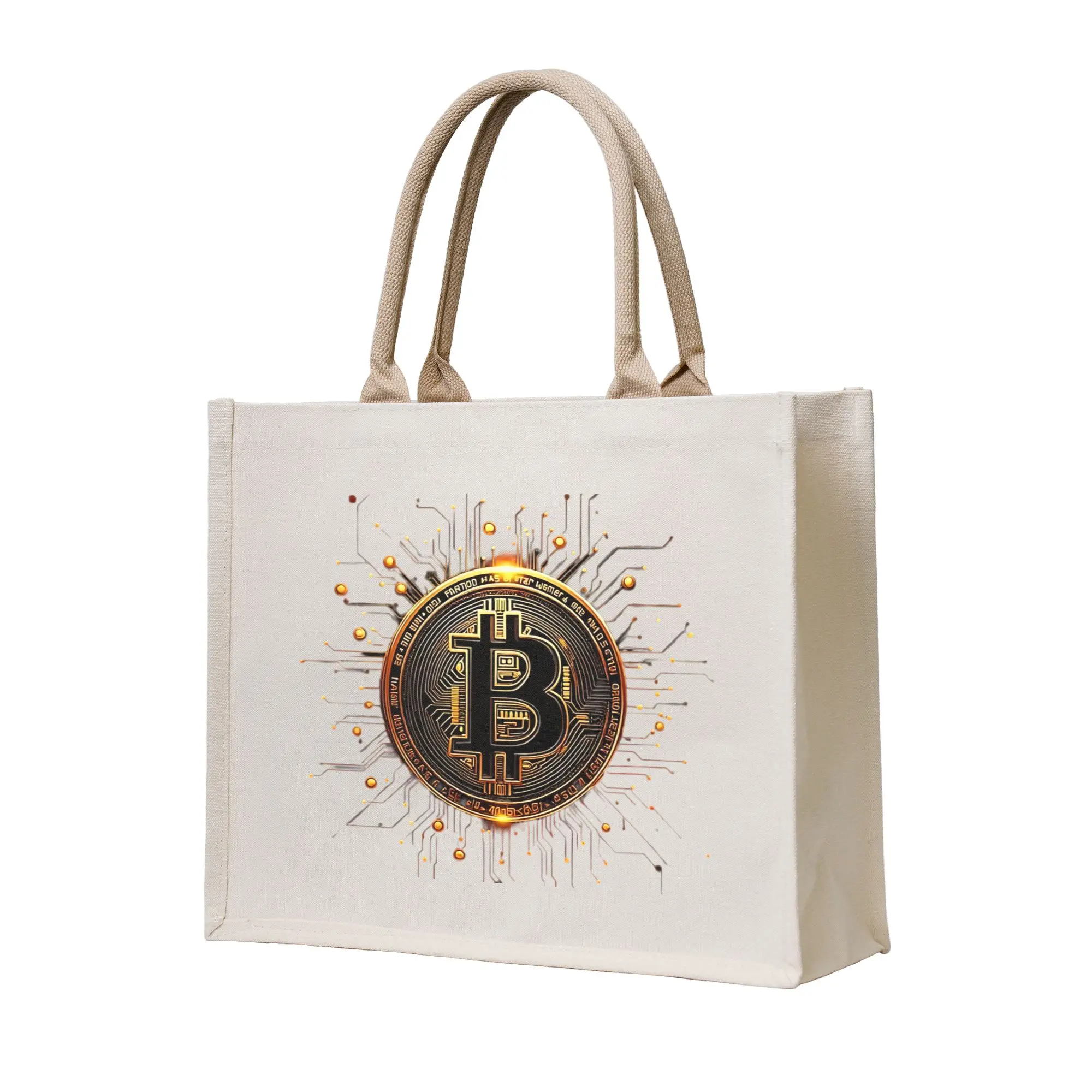 Crypto Virtual Currency Bitcoin  Grocery Tote Shopping Bag Women Custom  Shoulder Shopper Bag Large Capacity Handbag