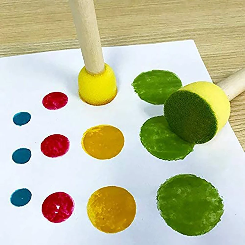 60 peças de conjunto de escova de esponja de espuma de pintura redonda ferramentas de pintura, conjunto de escova, adequado para artesanato infantil