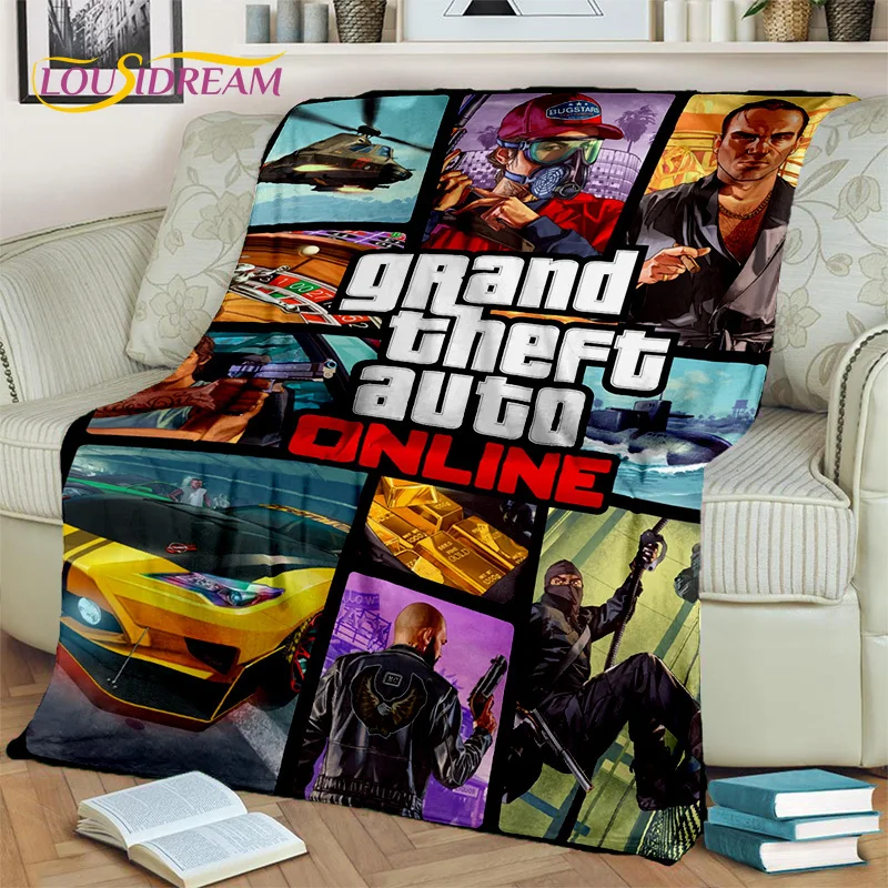 Games GTA  Grand Theft Auto Gamer 3D Blanket,Soft Throw Blanket for Home Bedroom Bed Sofa Picnic Travel Office Cover Blanket Kid