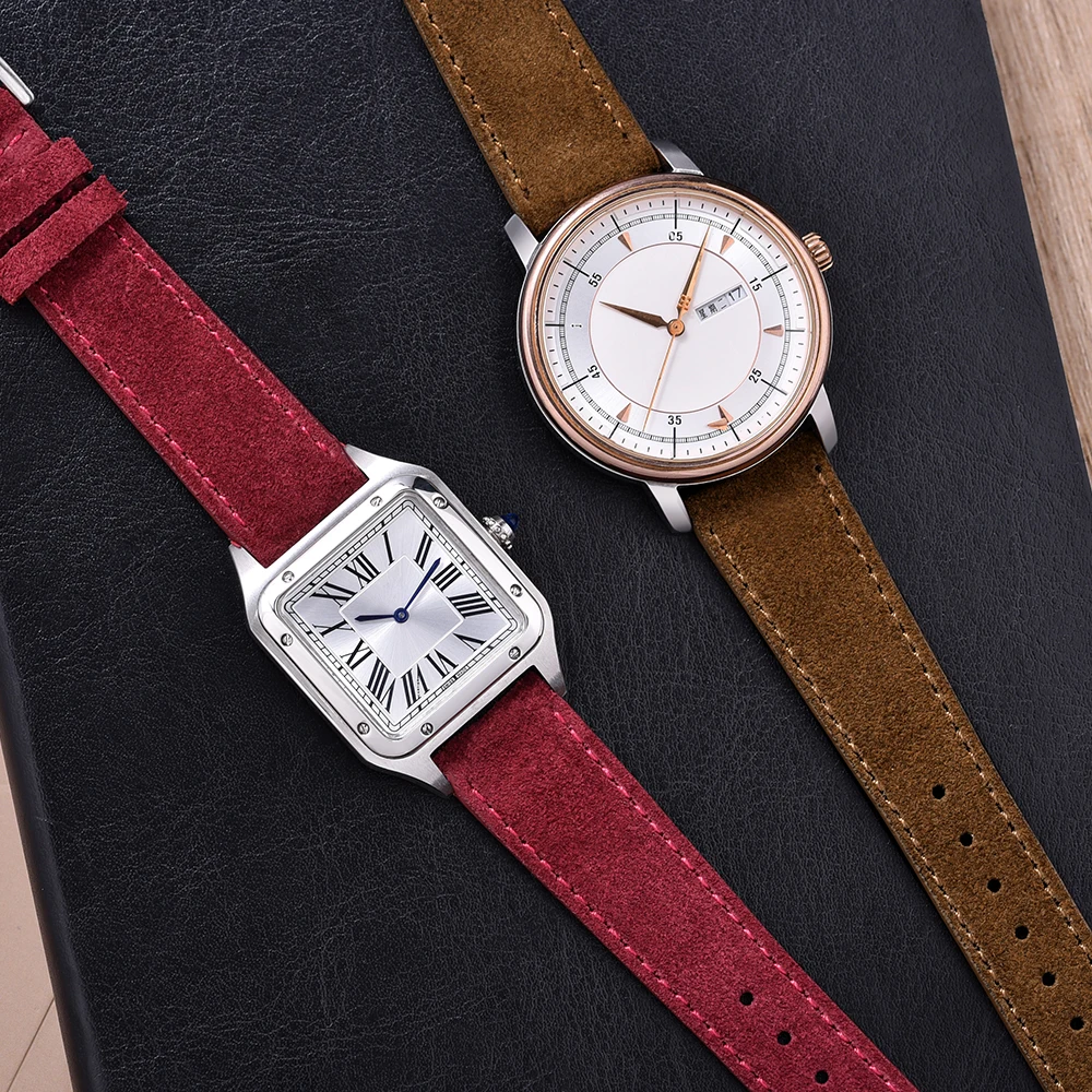 Tali Jam Tangan Kulit Suede Premium 18Mm 19Mm 20Mm 22Mm Tali Antik Rilis Cepat untuk Pria Wanita Tali Jam Tangan Lembut Nyaman