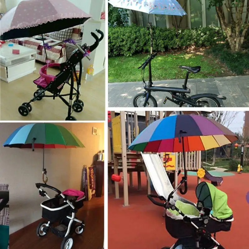 16FE Baby Stroller Accessories Umbrella Stand Kids Children Pram Sunshade Parasol Holder Adjustable Folding