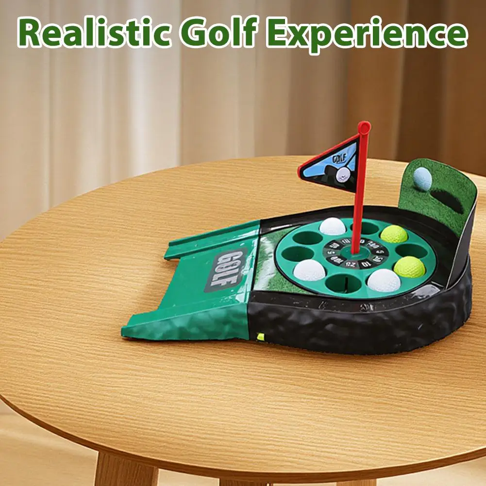 2-in-1 Kids Golf Putting Green Set met elektrisch roterend gat Draagbare Indoor Golf Trainer Putter Toy Mini Golf Game voor op kantoor