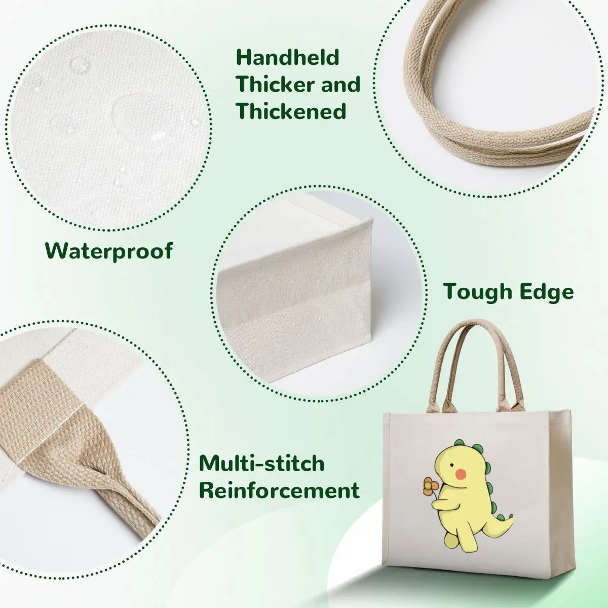 Pickle the Dinosaur Tote Bag Lady bags shoping bag foldable reusable bag eco pack