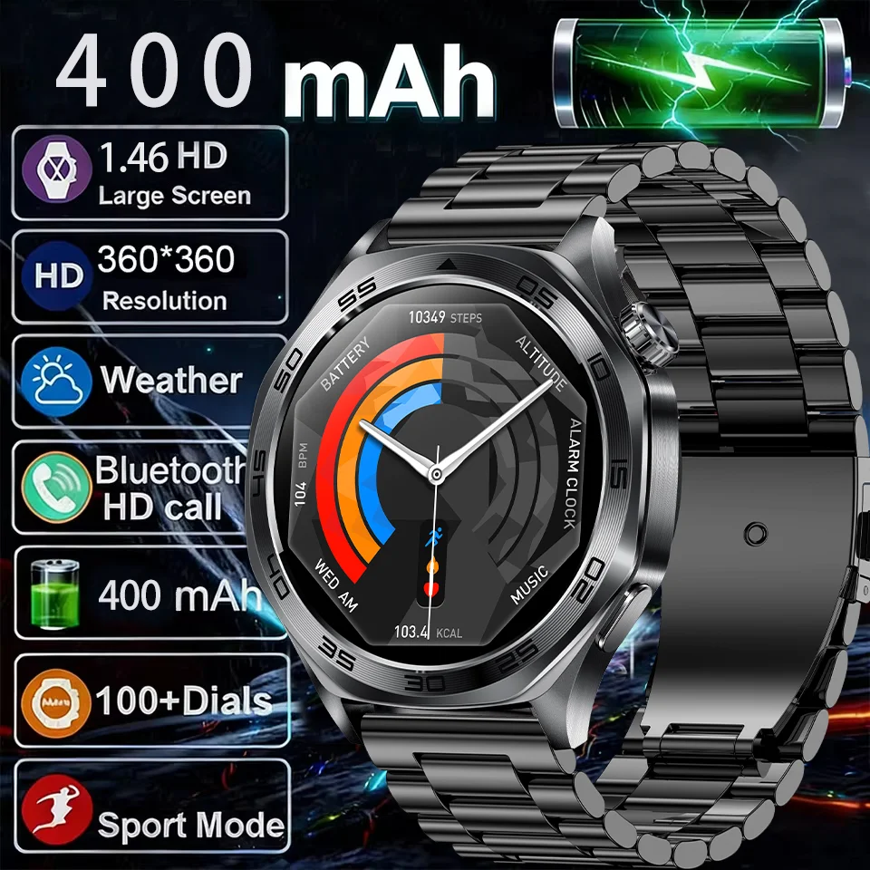 

2026 Smart Watch, 400 mAh battery, over 100 types of exercise modes, built-in flashlight, compass, and wireless communication.