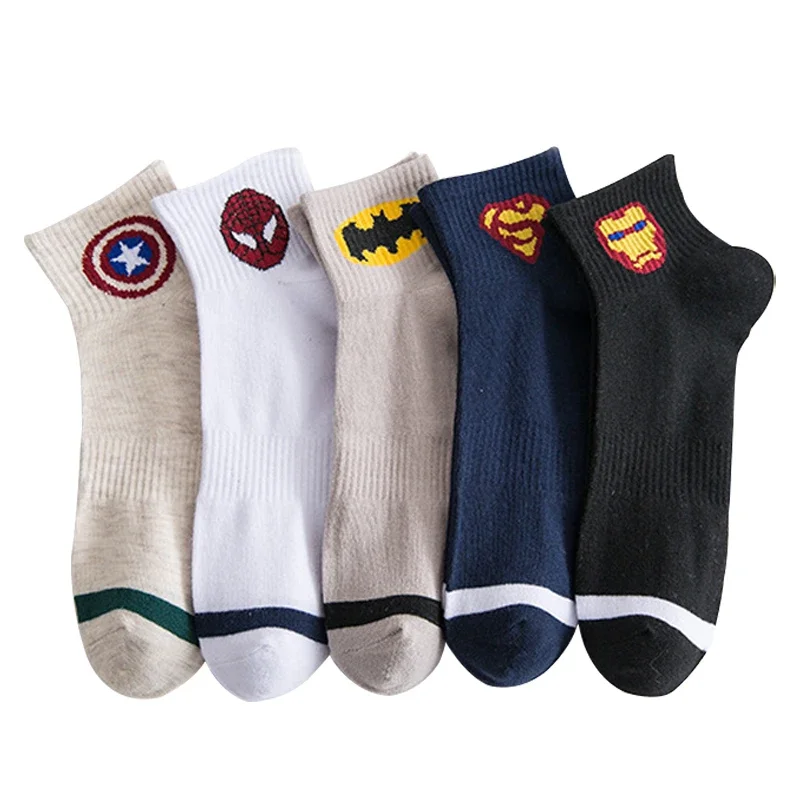 Batman Anime Short Socks for Men Cartoon Cotton Boat Sock Crew Ankle Sports Non-slip Breathable Casual Soft Personality Men Sock