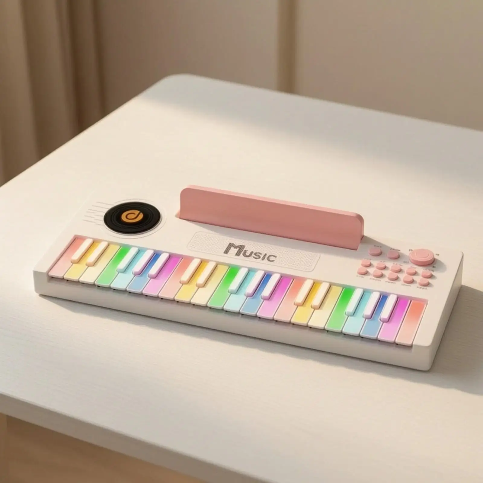 Childrens Musical Piano Keyboard with Drum Pad Light Up Keys for Toddlers Beginners Music Play