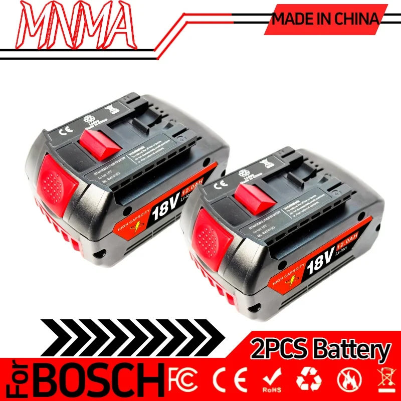 

BAT610G+AL1820CV for Bosch professional 18V 12.0AH Li-ion battery replacement with LED & for Bosch quick charger 14.4V/18V