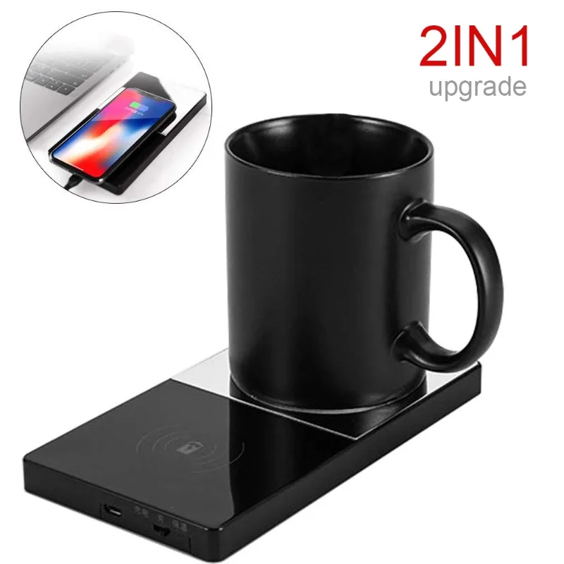 

USB Coffee Mug Warmer Electric Beverage Warmer Wireless Charger Heating Mug Cup Warmer For Home Office