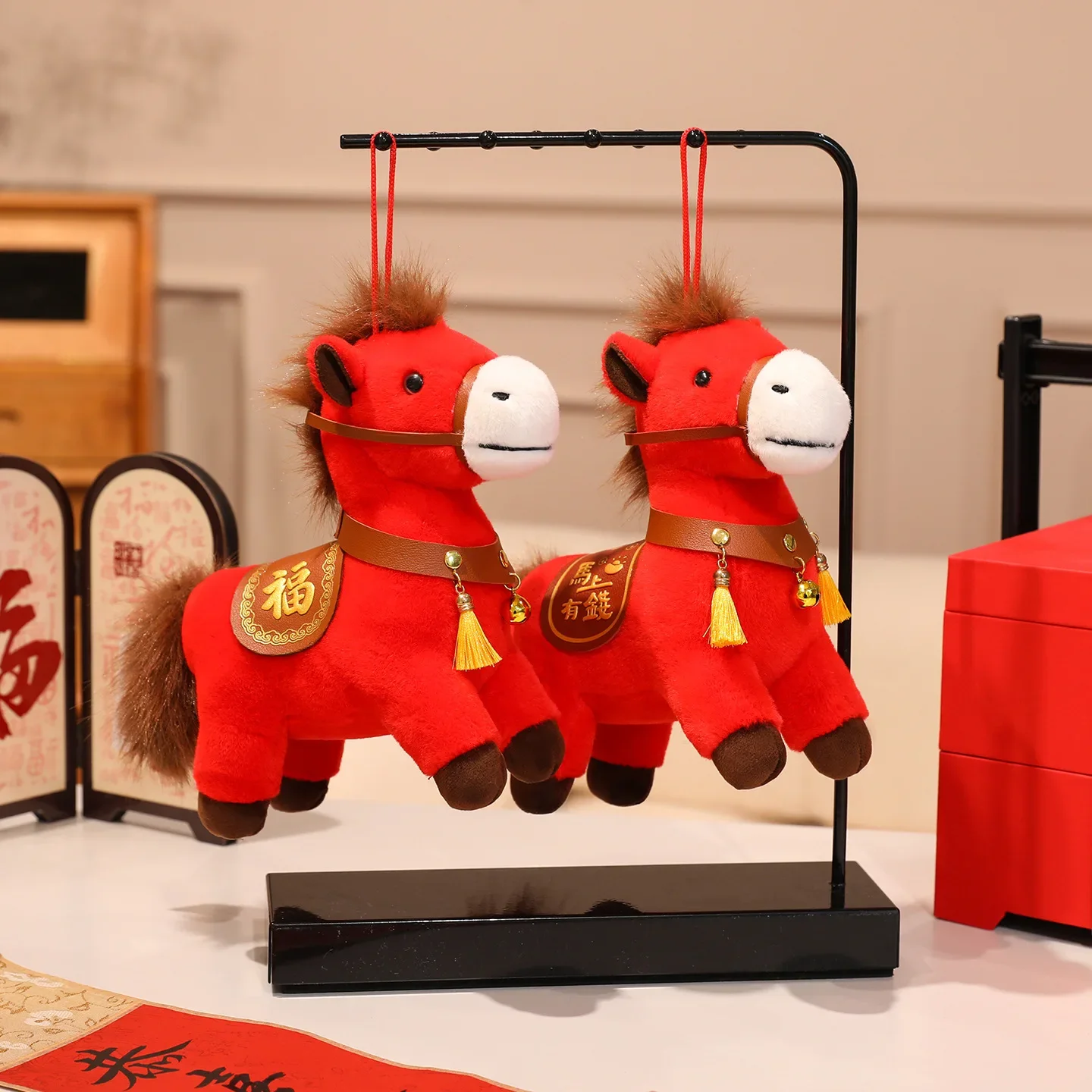 1Pcs Cute Stuffed Horse Doll New Year Mascot Colorful Little Horse Plush Toys Gorgeous Festive Decoration Children's Gifts