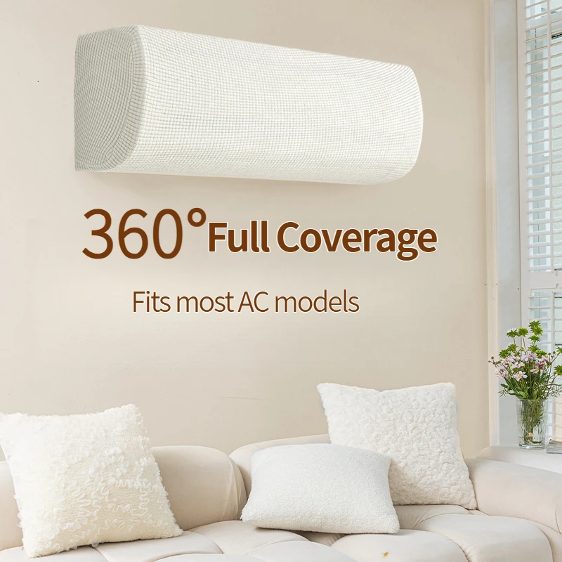 Wall-Mounted Air Conditioner Cover Elastic Jacquard Fabric,Easy Clean&Durable,Full Coverage for All AC Units Smooth TextureCover