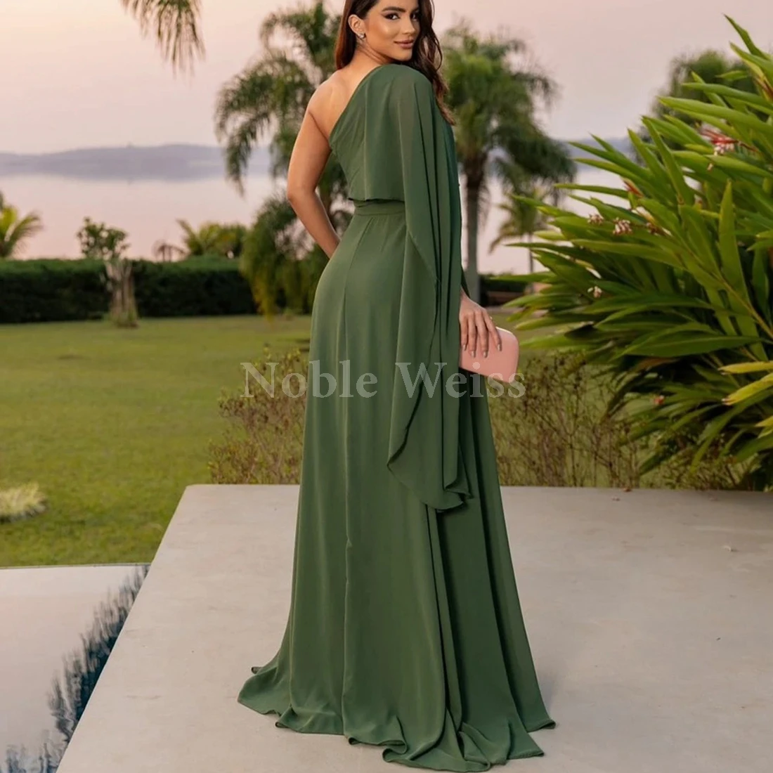 Stunning One-Shoulder Chiffon Evening Dress in A-Line Prom Dresses Customize