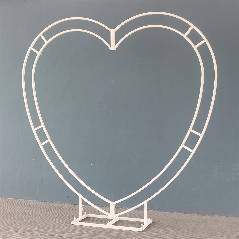 6.5ft Wedding Props Double Pipe Wrought Iron White Black Gold Heart-shaped Stand Event Backdrop Floral Arrangements Decor Frame