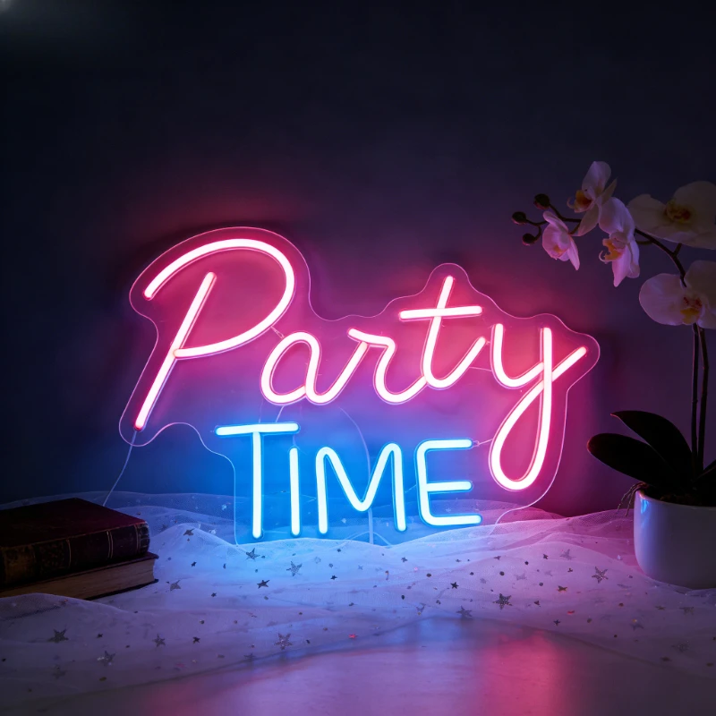 

Светодиодная неоновая вывеска Party Time с регулируемой яркостью, USB-питание, для декора стен, ночник для девичника, бара, клуба, мероприятий, неоновая подсветка, настенный декор, художественные подарки
