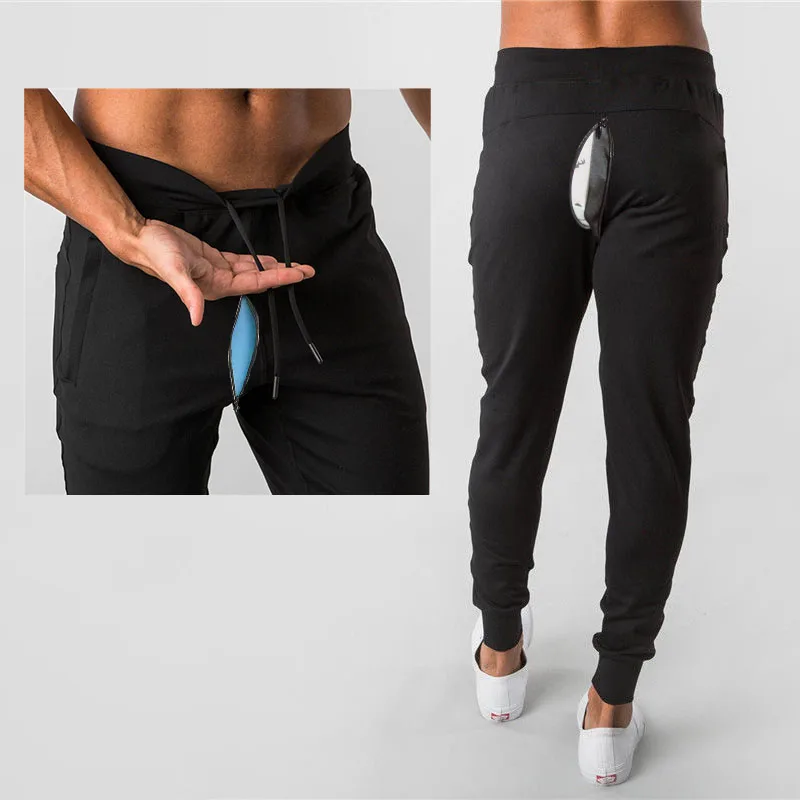 Men\'s Running Fitness Thin Sweatpants Male Casual Training Open Crotch Outdoor Sex Pants Jogging Workout Trousers Bodybuilding