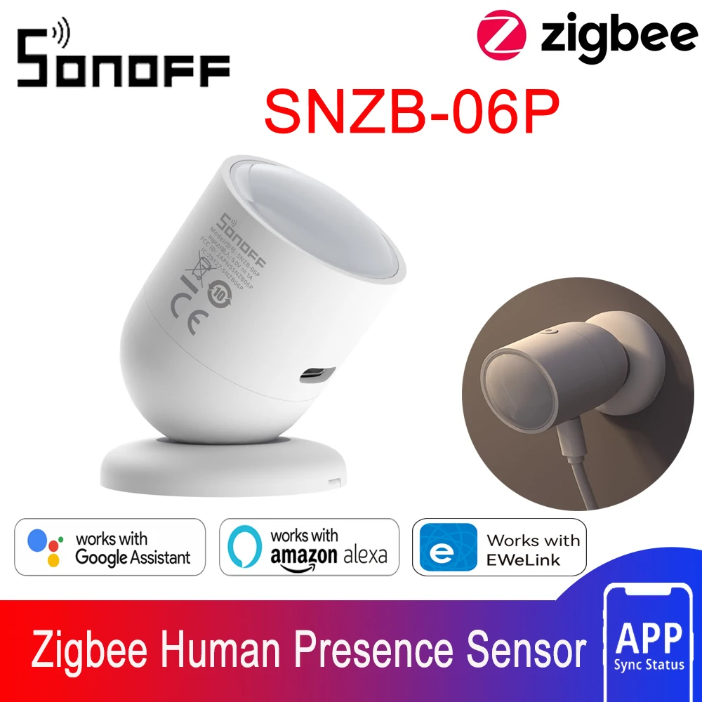 SONOFF SNZB-06P Zigbee Human Presence Sensor Rardar Detector Motion Sensor Smart Home Automation for Alexa Alice ZHA Zigbee2MQTT