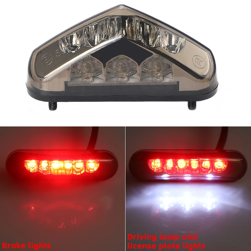 Universal 12V Motorcycle Tail Rear Light Lamp Taillight Motor Brake rear Stop Lights License Plate Light Moto Equipments Parts