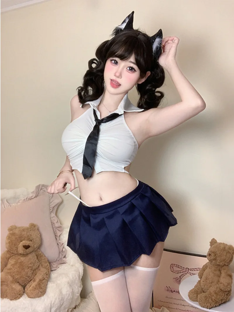 

Pure Desire Vitality Short Shirt Academy Set Sexy Pure Desire Uniform Sexy Two Piece Skirt Set JK Skirts Sweet Hot Sexy Top H3QP