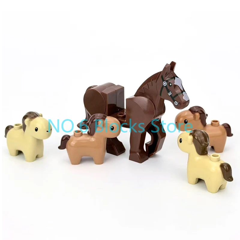 MOC Animals Building Blocks Forest Zoo Saber Toothed Tiger Bear Elk Elephant Eagle Shark Monkey Lion Mini Brick Toy Kid Gift S09