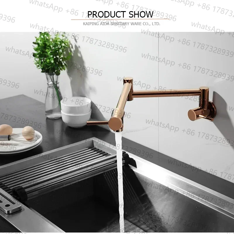 

Wall Mounted Rose Gold Pot Filler Faucet tap
