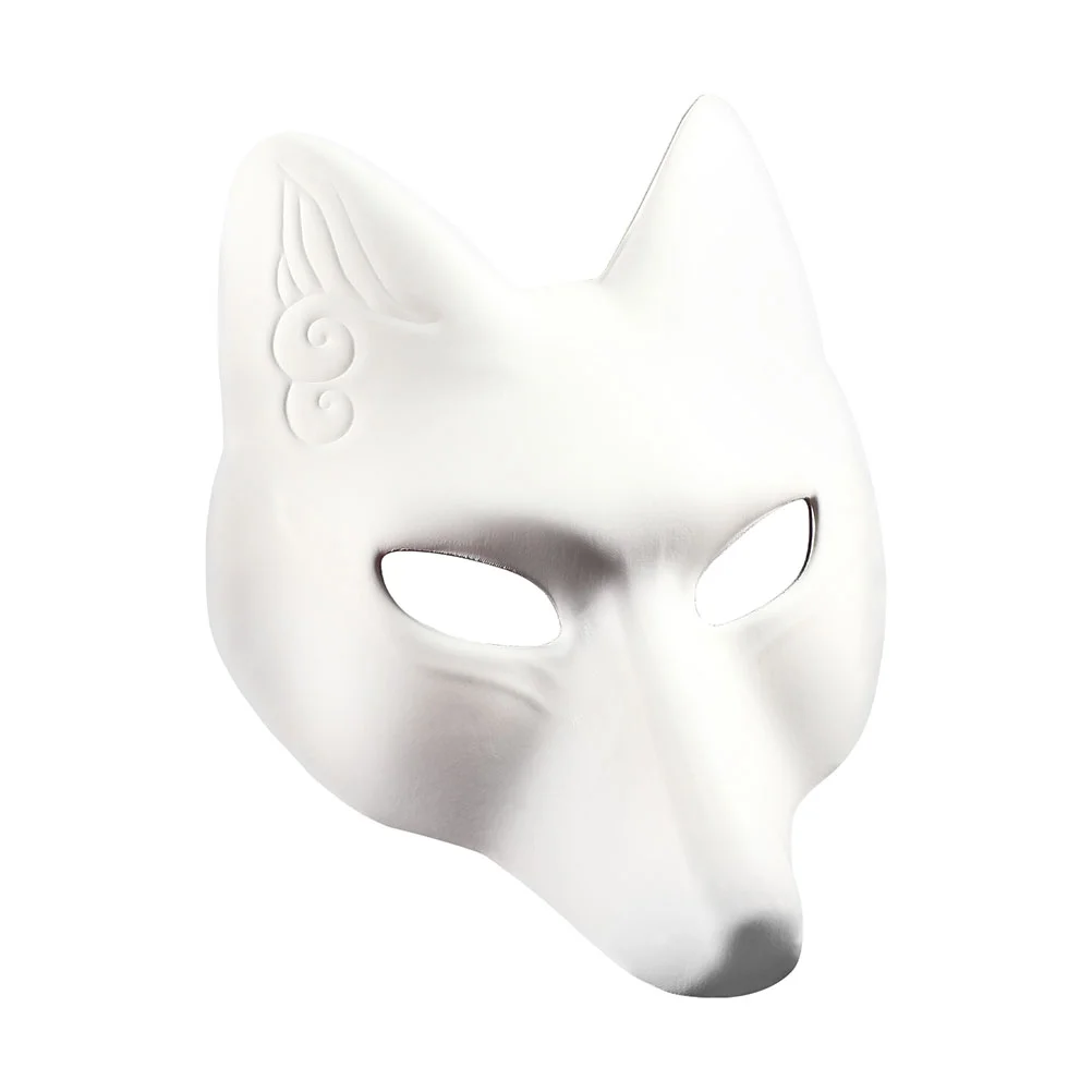 Halloween Mask Blank Unpainted Fox Half Masquerade Masks DIY Pulp Clothing Child