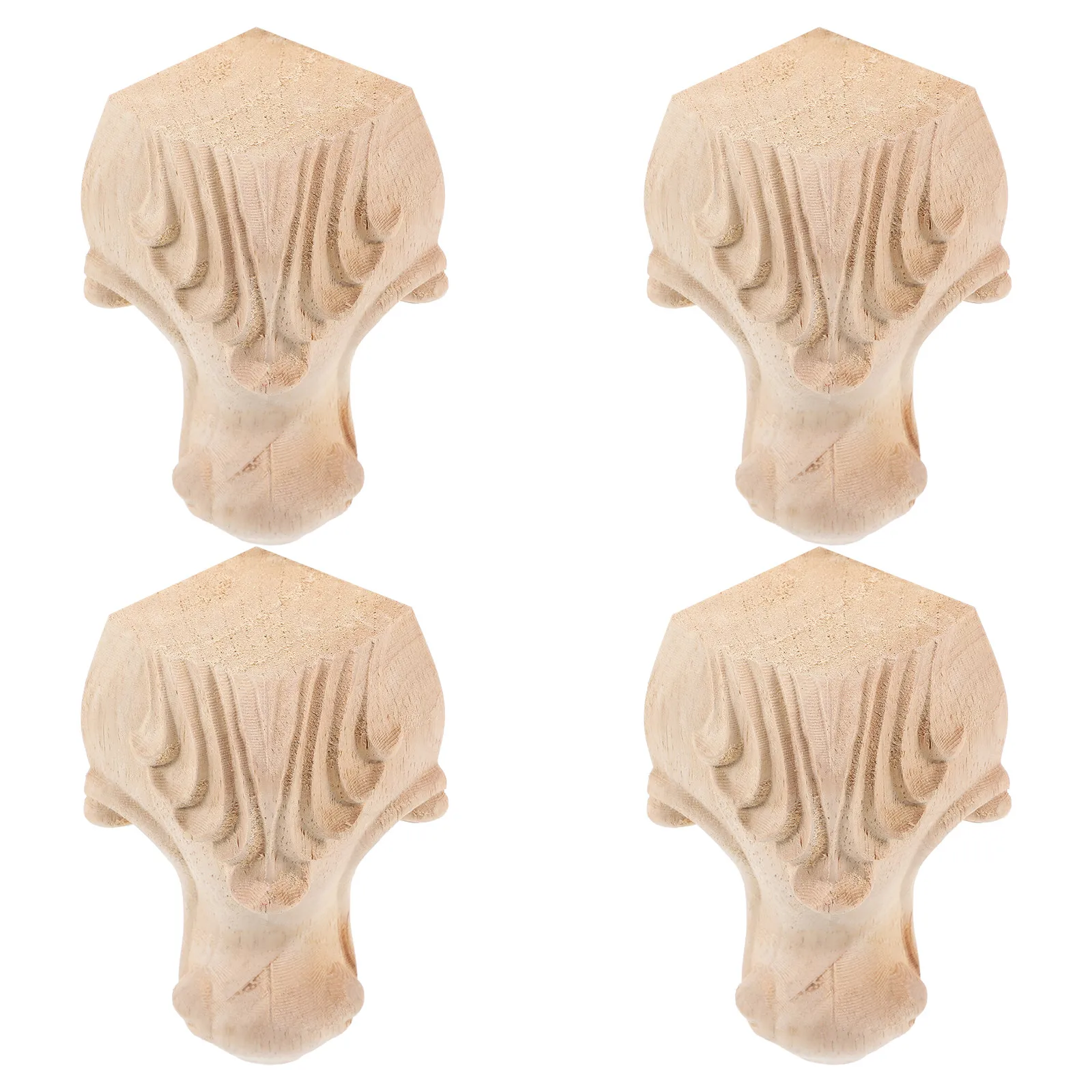 

4 шт. деревянных ножек для мебели, винтажные, с рельефным декором, для диванов, столов, шкафов, устойчивые к царапинам