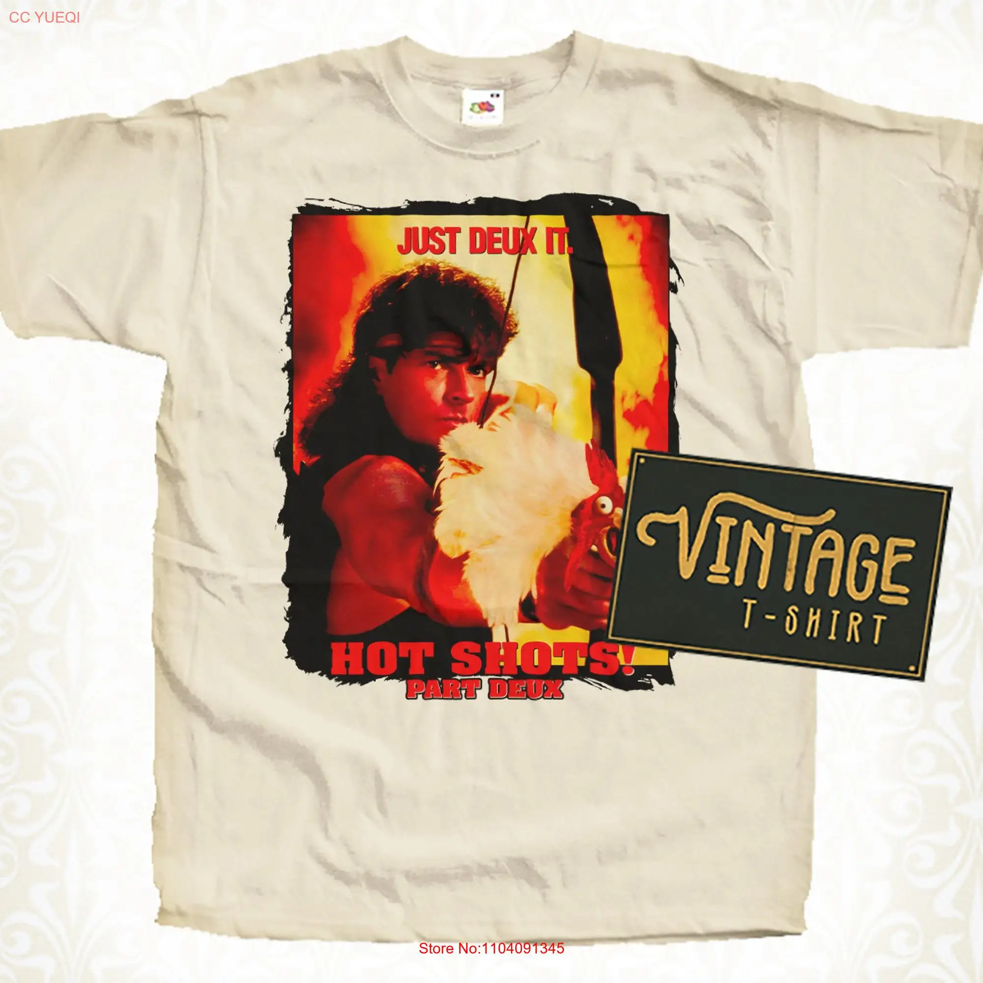 Hot Shots V2 T Shirt Vintage Natural color Men's DTG Digital Print Sizes S M L XL 2XL 3XL 4XL 5XL long or short sleeves